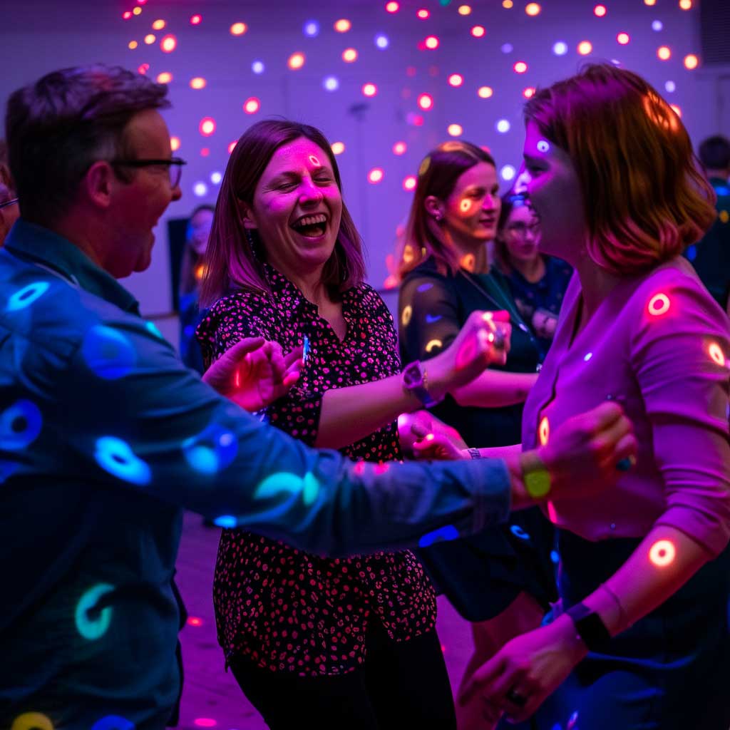 a photo of people dancing at a fundraiser trivia night