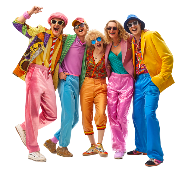 Themed Events 1 a photo of trivia contestants in 1980s theme fancy dress